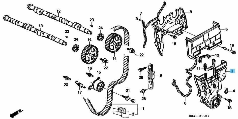 HONDA CIVIC EK9 96-00 Genuine Timing Belt Lower Cover 11810-P3F-000 OEM
