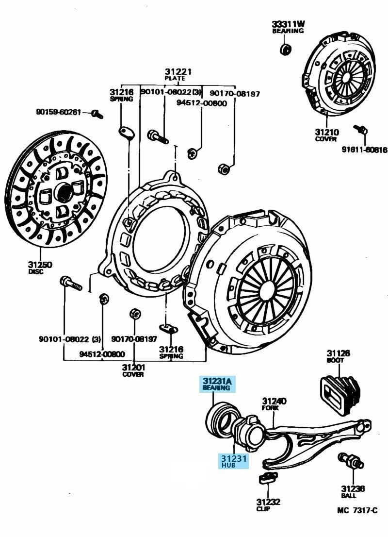 TOYOTA COROLLA LEVIN TRUENO AE86 Clutch Release Bearing & Hub Set Genuine Parts
