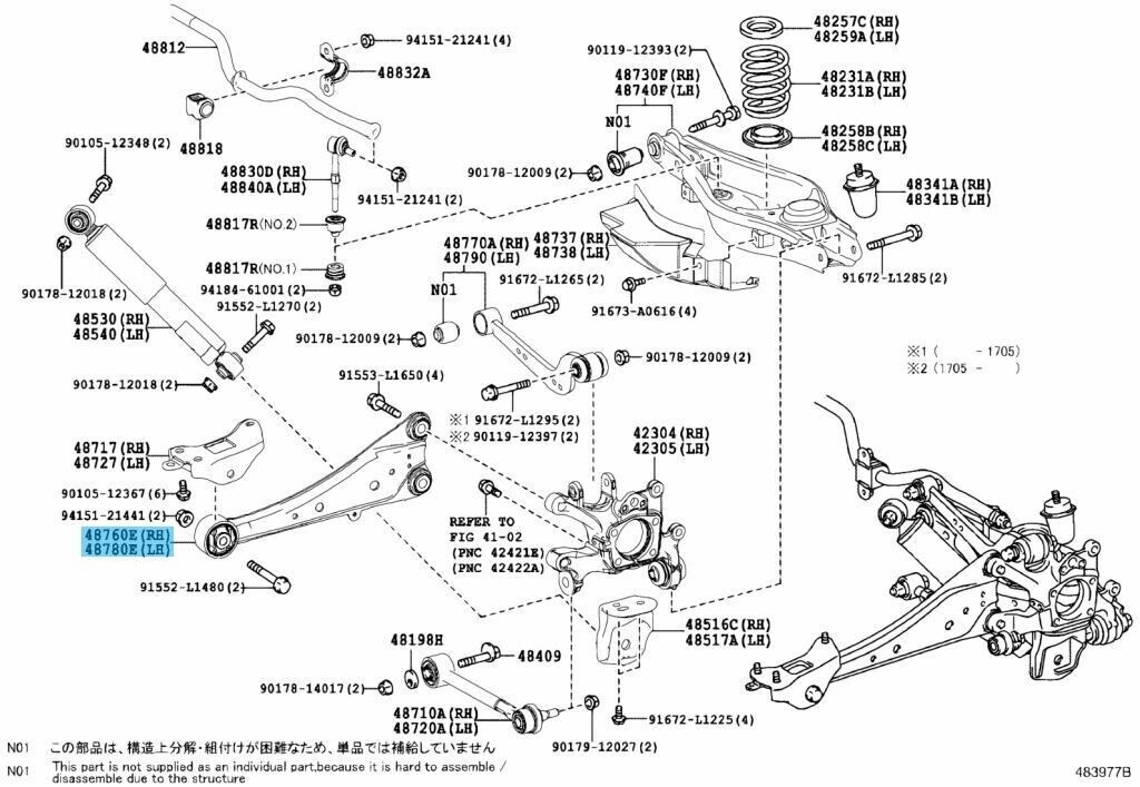 TOYOTA RAV4 2013-2018 Genuine Rear Trailing Arm Assy Right & Left Set OEM