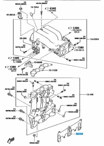 MAZDA RX-7 FD3S Late Model Genuine Inlet Manifold Metal Gasket N3A1-13-111C OEM