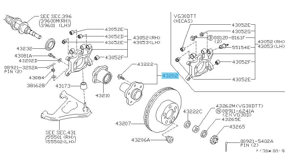 NISSAN 300ZX Z32 1990-1996 Genuine Rear Axle Hub 43202-AA300 RH or LH OEM