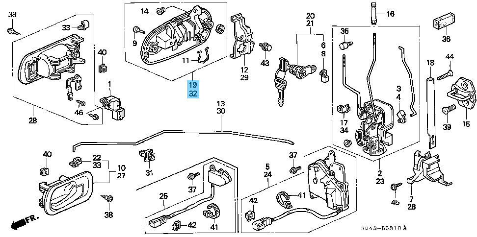 HONDA CIVIC EK 3D 4D 96-00 Genuine Outside Outer Door Handle Front RH LH Set OEM