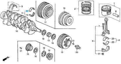 HONDA CR-V RD# 97-01 Genuine Main Upper (Green) Bearing D 13324-PR3-004 x5 set