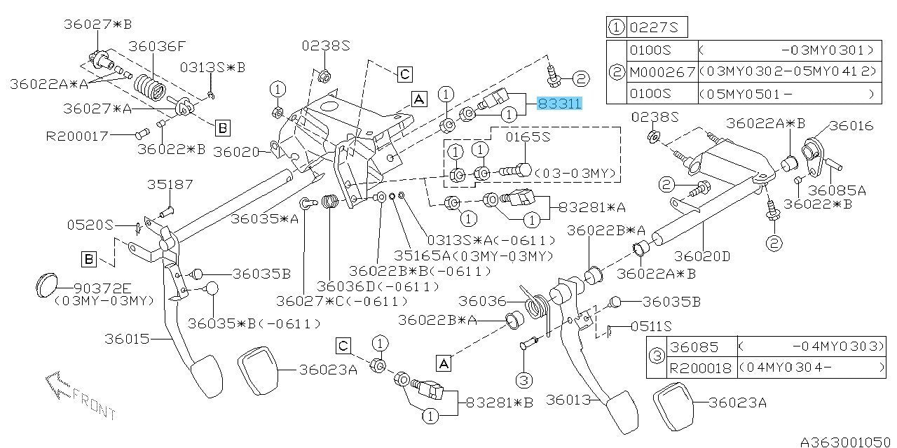 SUBARU FORESTER SG5 SH5 1998-2013 Genuine Stop Lamp Switch 83370AA001 OEM