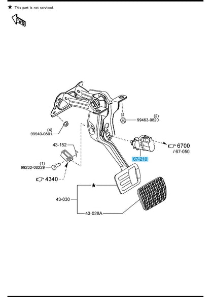 MAZDA CX-5 KE KF KE2AW KF2P 2013-2022 Genuine Stop Lamp Switch BN7N-66-490A OEM