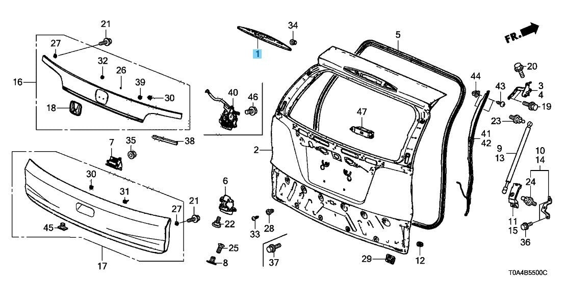 HONDA CR-V 12-14 Genuine Tail Gate High Mount Stop Lamp Unit 34270-T0A-A01 OEM