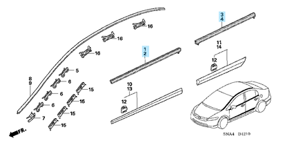 HONDA CIVIC FD1 FD2 Genuine Door Window Molding Front & Rear Right & Left Set