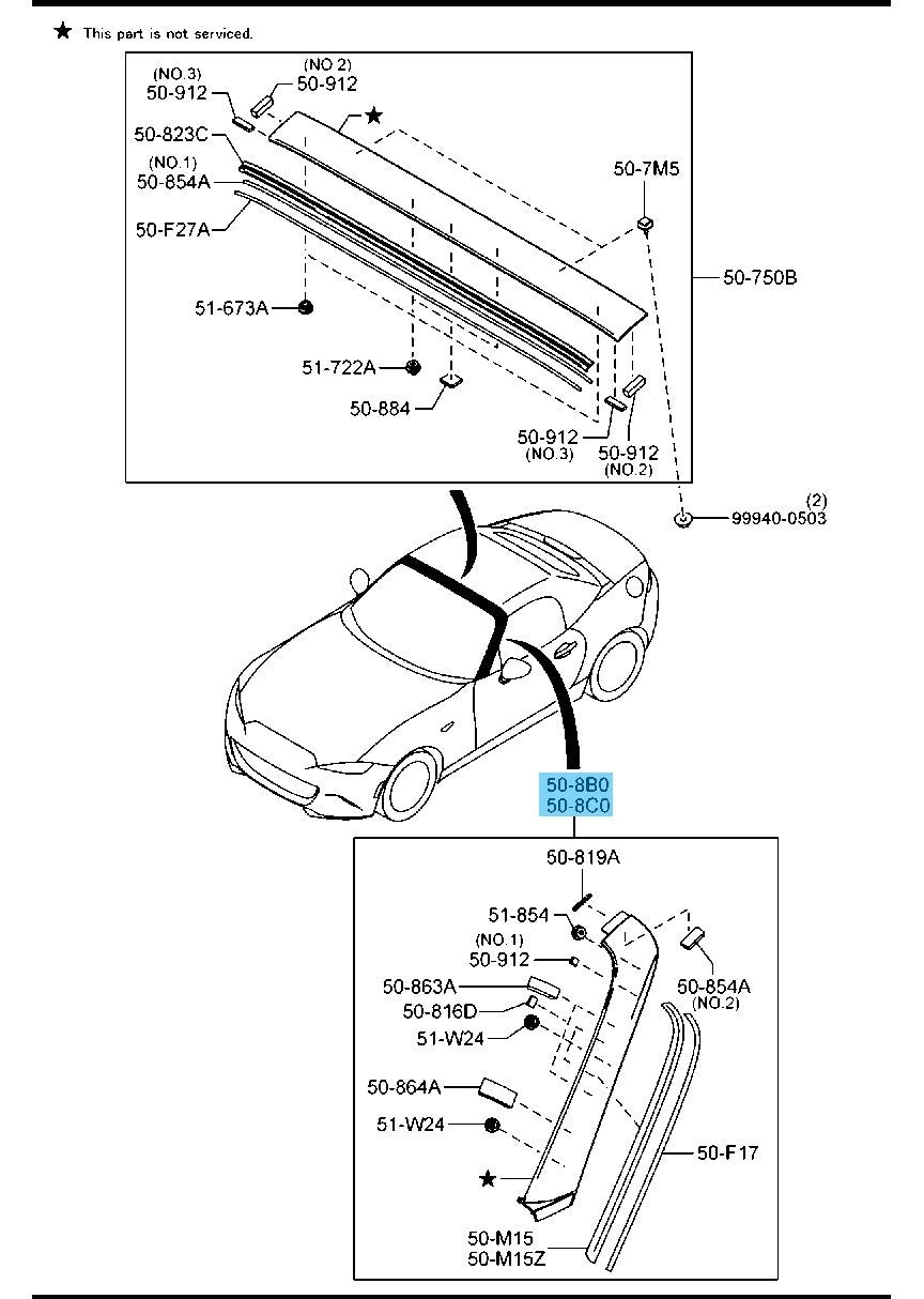 MAZDA MX-5 MIATA ND '16-25 Genuine 'A' Pillar Garnish RH & LH Set For Soft Top