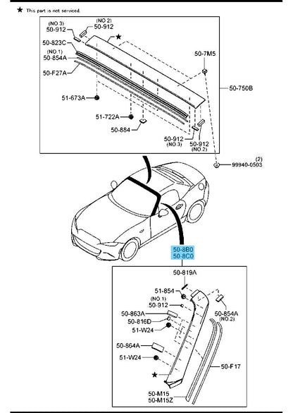 MAZDA MX-5 MIATA ND '16-25 Genuine 'A' Pillar Garnish RH & LH Set For Soft Top