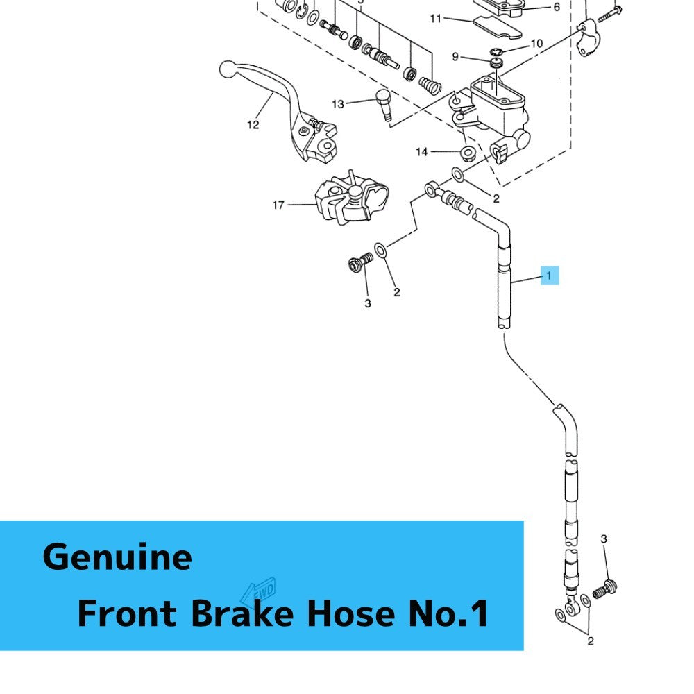 YAMAHA YZ125 '08-25 YZ250 '08-25 Genuine Front Brake Hose No.1 5XC-25872-L0-00