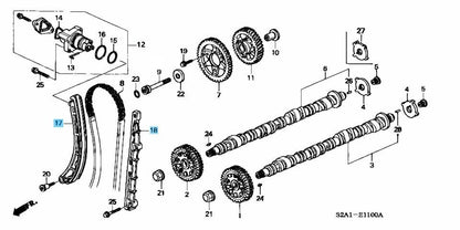 HONDA S2000 AP# F20C F22C 00-09 Genuine Cam Chain Tensioner Arm & Guide Set OEM