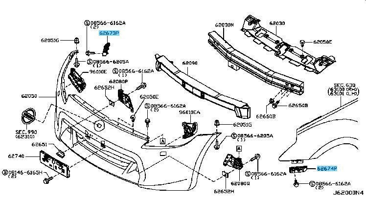 NISSAN 370Z Z34 2009-2020 Genuine Front Bumper Side Bracket RH & LH set OEM