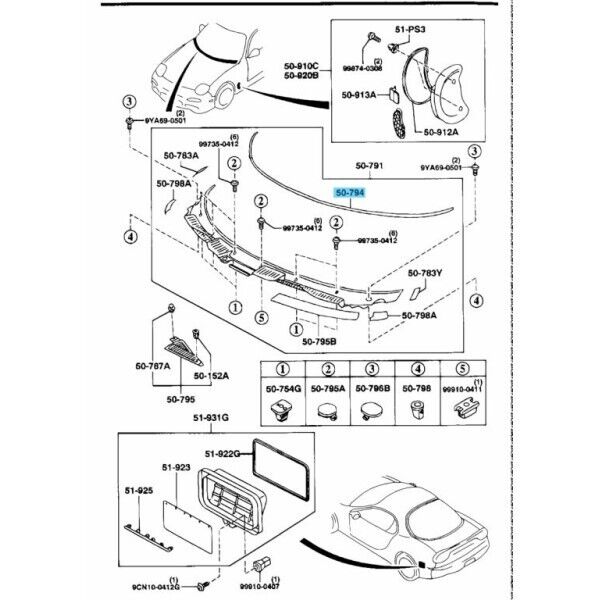 MAZDA RX-7 FD3S Genuine Screen Seal Protector FD01-50-794A OEM