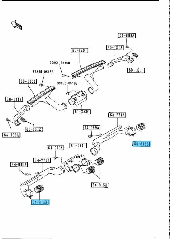 MAZDA MX-5 MIATA NA6CE 90-97 Genuine Louver Ventilator Air Conditioner Outlet