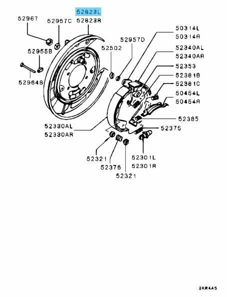 MITSUBISHI MONTERO SPORT K9#W 97-03 Genuine Rear Brake Backing Plate LH MB858533