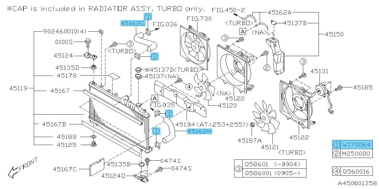 SUBARU IMPREZA STI GE GV '08-14 Genuine Radiator Inlet & Outlet Hose & Clip Set