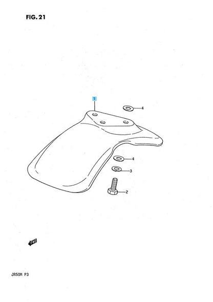 SUZUKI JR50 P3 1984-1999 Genuine Front Fender 53111-04420-25Y OEM