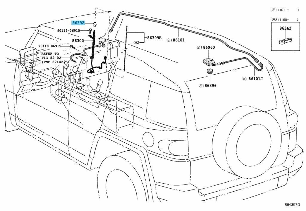 TOYOTA FJ CRUISER 2007-2014 Genuine Antenna Ornament 86392-35032 OEM