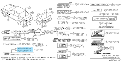 SUBARU IMPREZA WRX STi GDB Genuine Front Door Side STi Decal Sticker RH & LH Set