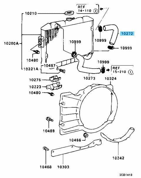 MITSUBISHI MIGHTY MAX K35T 1984-1996 Genuine Lower Radiator Hose MB221769 OEM