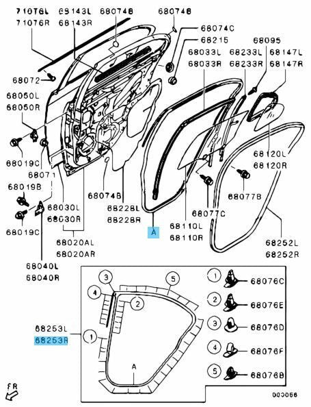 MITSUBISHI LANCER EVO 10 08-15 Genuine RR Door Opening Otr Weatherstrip RH OEM