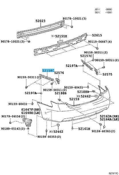TOYOTA CAMRY GSV40 07-11 Genuine Rear Bumper Side Support NO.2 LH 52158-33010
