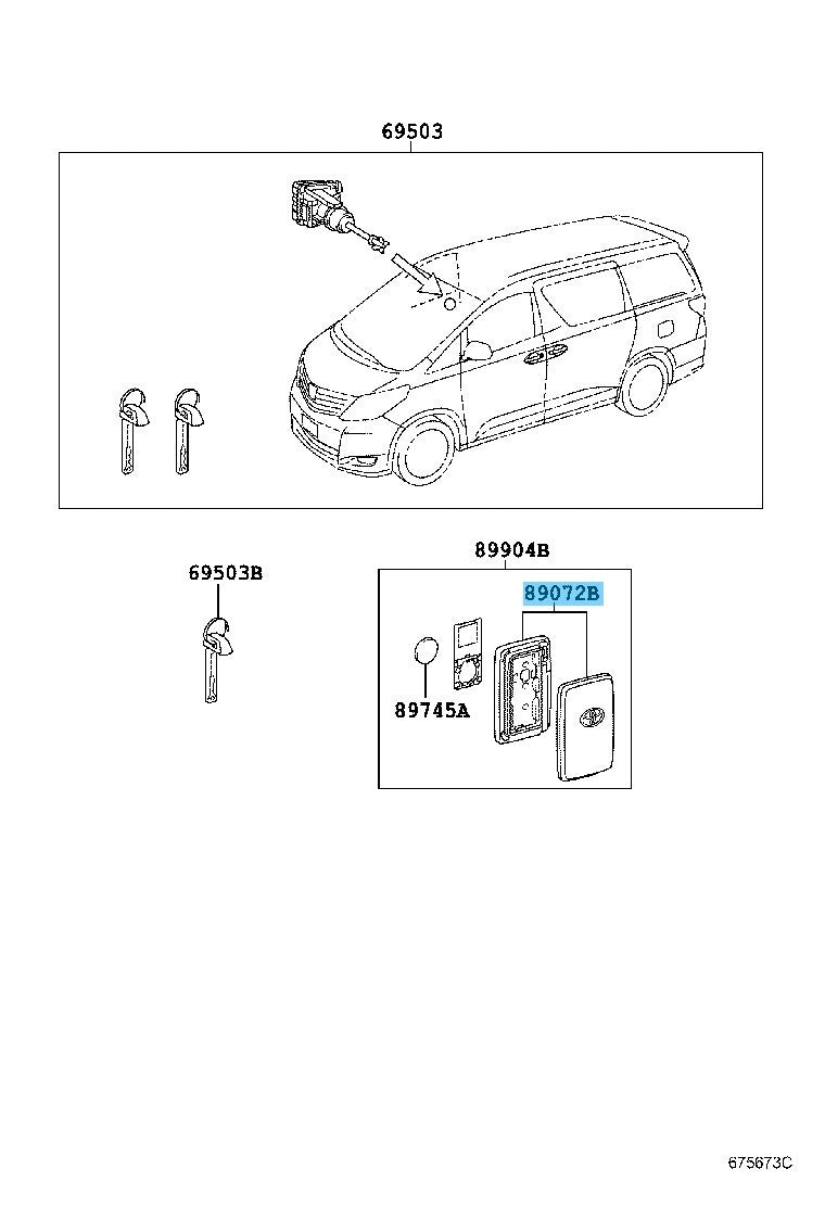 TOYOTA ALPHARD GGH20 12-13 Genuine Door Control Transmitter Housing Carbon tone