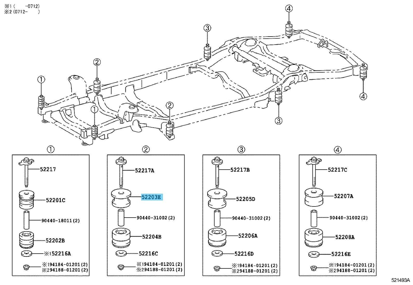 TOYOTA LAND CRUISER PRADO GRJ120 03-09 Genuine No.2 Upper Cab Mounting x 2set RL