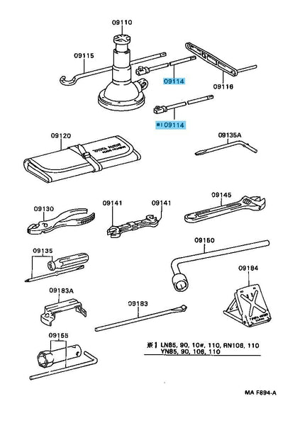 TOYOTA HILUX LN110L '93-97 Genuine Jack Handle Extension Sub-Assy 09114-28010