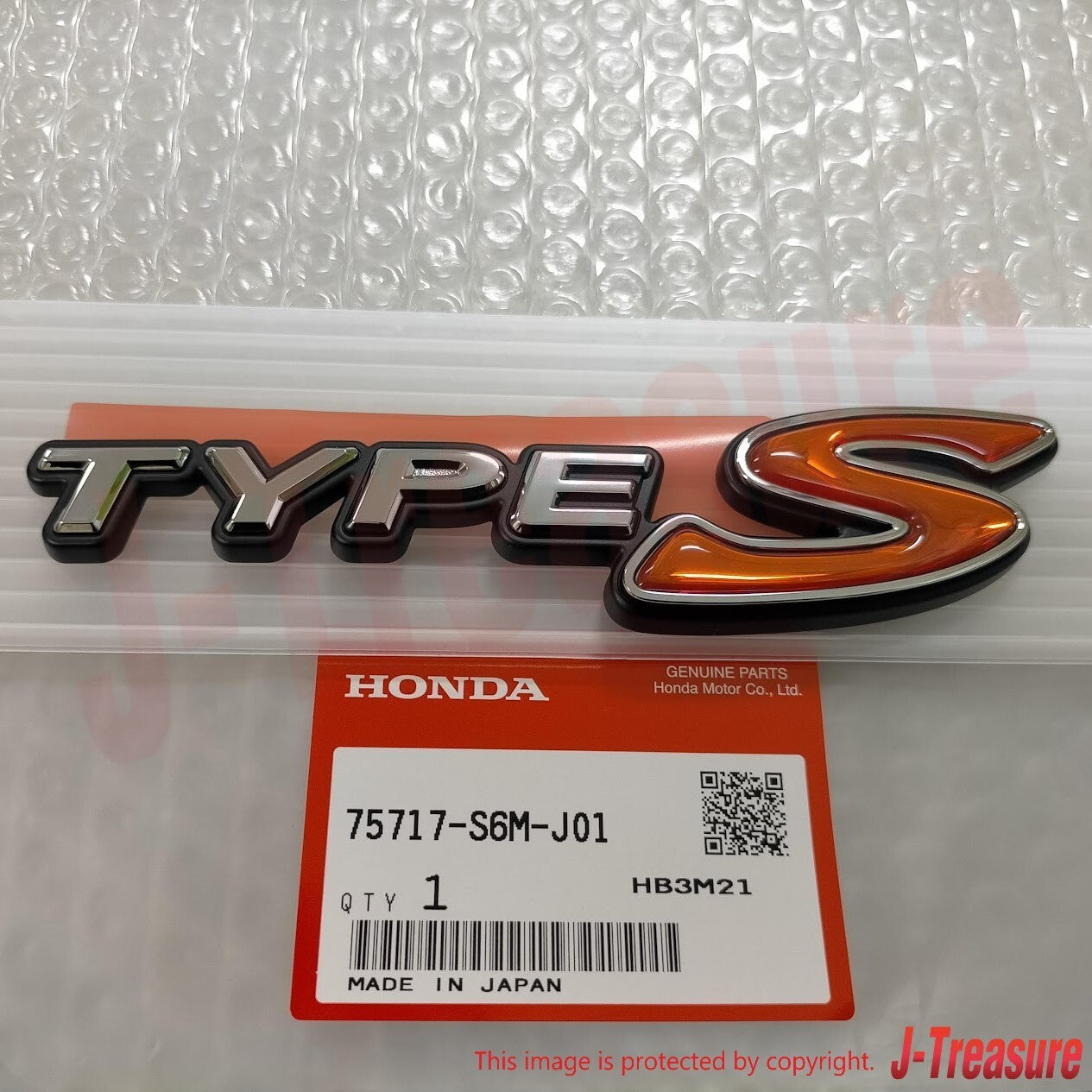 HONDA INTEGRA DC5 01-07 Genuine Rear Emblem "TYPE S" 75717-S6M-J01 OEM JDM