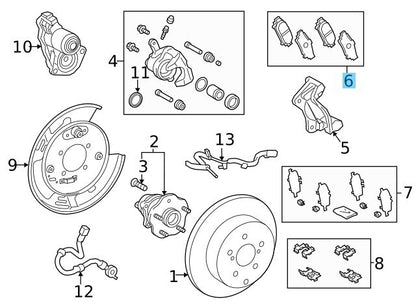 TOYOTA HIGHLANDER GSU7# 20-23 Genuine Rear Disc Brake Pad Kit 04466-02430 OEM
