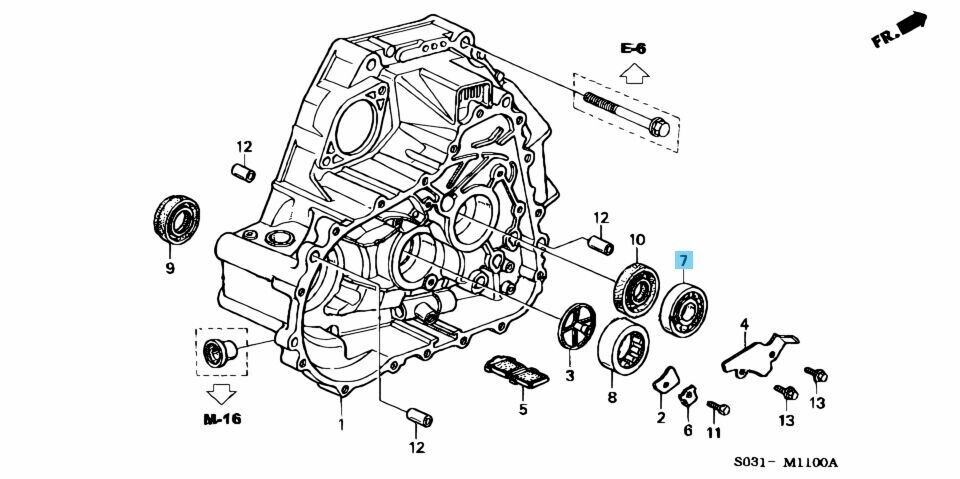 HONDA CIVIC EK9  1999-2000 Genuine Clutch Case Bearing Ball 91002-PS1-003 OEM