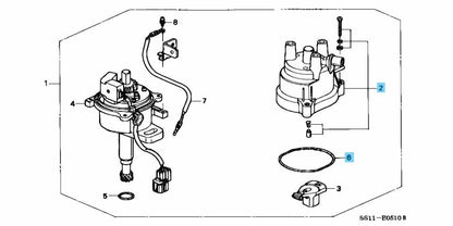 HONDA BEAT PP1 1991-1996 Genuine Distributor Cap & Rotor & Packing Set OEM