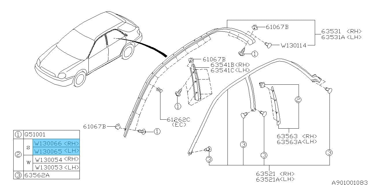 SUBARU IMPREZA WRX STI GDF 02-07 Genuine B Pillar Cover Clip RH & LH Set OEM