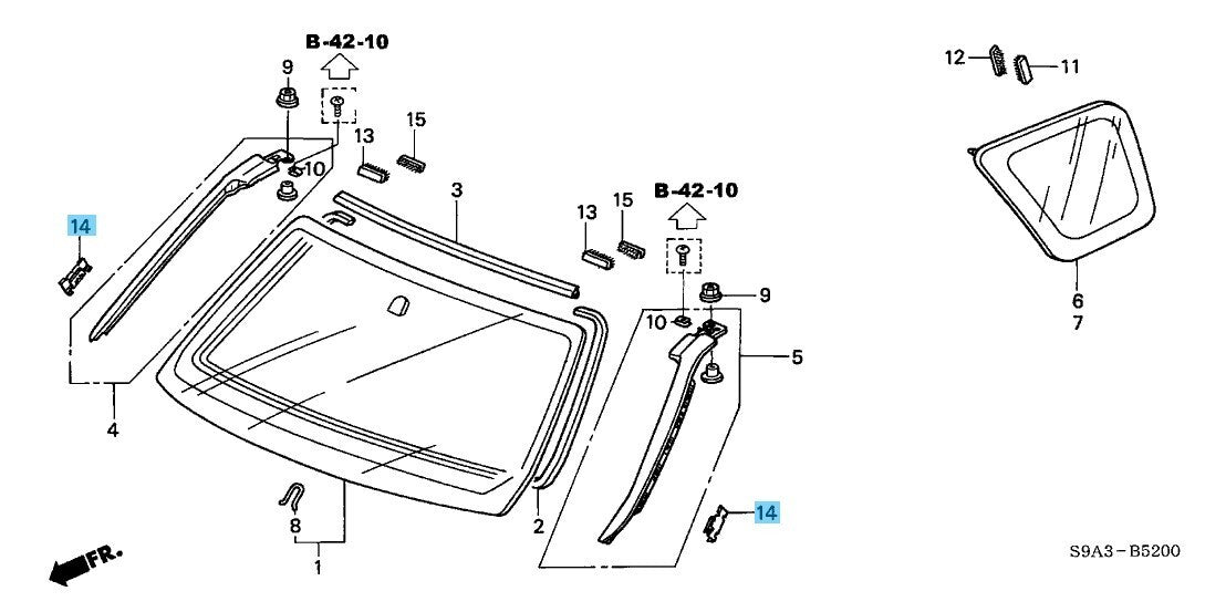 HONDA CR-V RD4 RD5 02-06 Genuine Front Windshield Side Clip B 91574-S2X-305 OEM
