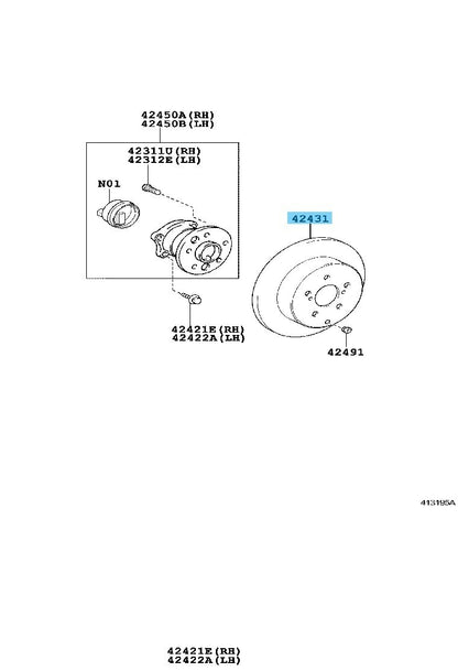 TOYOTA HIGHLANDER GSU40 10-13 Genuine Rear Brake Disc Rotor RH & LH x2 set OEM