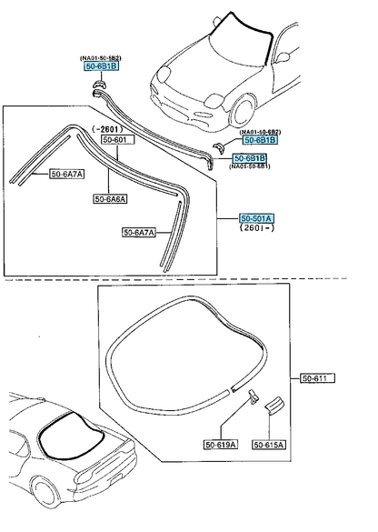 MAZDA RX-7 FD3S 93-95 Genuine Front Grass Windshield Molding & Protector Set OEM