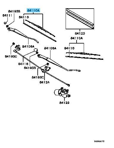 MITSUBISHI LANCER EVO 5 6 CP9A Genuine Windshield Wiper Blade W/Fin MR221863 OEM