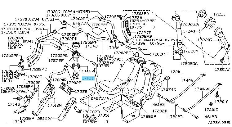 NISSAN 240SX S14 KA24DE 1995-1998 Genuine Fuel Pump EGI 17051-70T00 OEM