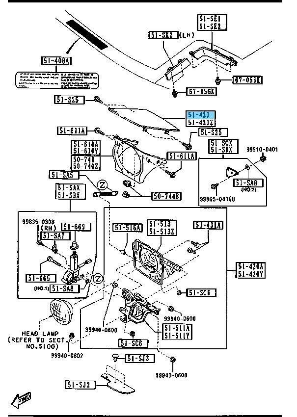 MAZDA MIATA NA6CE 90-97 Genuine LAMP LID RH & LH NA01-51-SH1B NA01-51-SH2B set