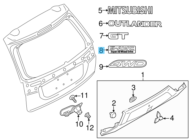 MITSUBISHI ECLIPSECROSS GK# 2018-2023 Genuine Rear Decal "S-AWC" 7415A396 OEM