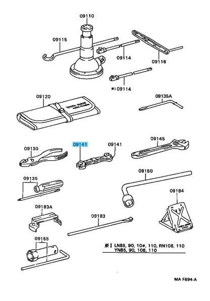 TOYOTA HILUX LN110L '92-05 Genuine In-Vehicle Tool Spanner(8驛｢譎｢・ｽ・ｻ郢晢ｽｻ繝ｻ・･10mm) 99914-10810