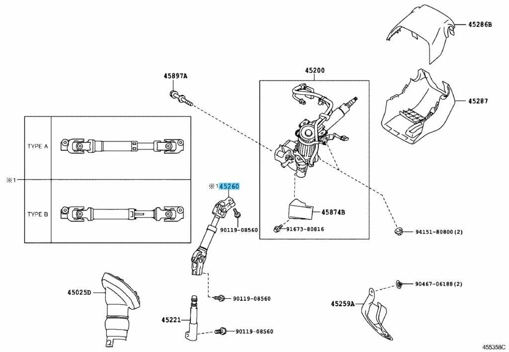 TOYOTA PRIUS ZVW30 ZVW35 Genuine Steering Intermediate Shaft No2 45260-12710 OEM