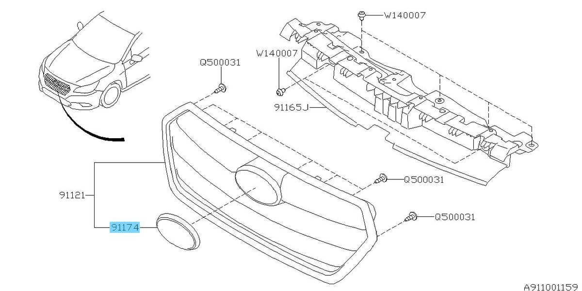 SUBARU OUTBACK BS '16-18 Genuine Front Grille Ornament Emblem 93013AL000