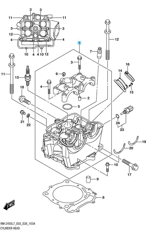 SUZUKI RM-Z450 13-17 Genuine Engine Cylinder Head Assy 11100-28H12 OEM