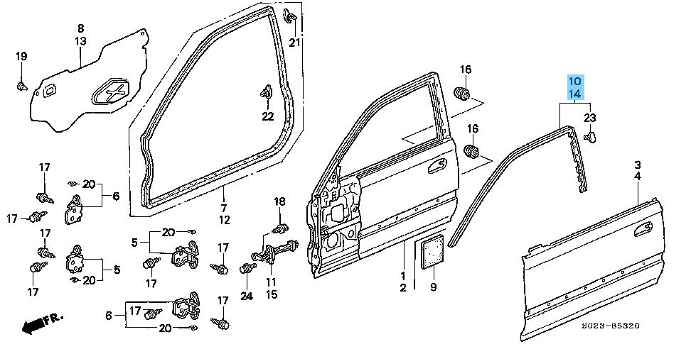 HONDA CIVIC EK9 EK4 EJ7 96-00 Genuine Front Door Sub Seal Right & Left Set OEM