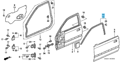 HONDA CIVIC EK9 EK4 EJ7 96-00 Genuine Front Door Sub Seal Right & Left Set OEM
