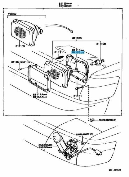TOYOTA SUPRA JZA70 86-92 Genuine Sealed Beam Mounting Ring LH 81153-17010 OEM