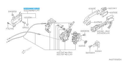 SUBARU IMPREZA GH8 2008-2009 Genuine Front or Rear Interior Door Handle RH OEM