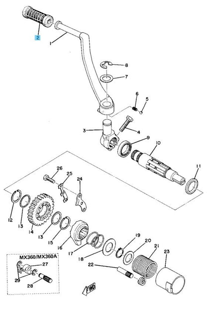 YAMAHA MX250 1973-1975 Genuine Kick Lever Cover 156-15618-01 OEM